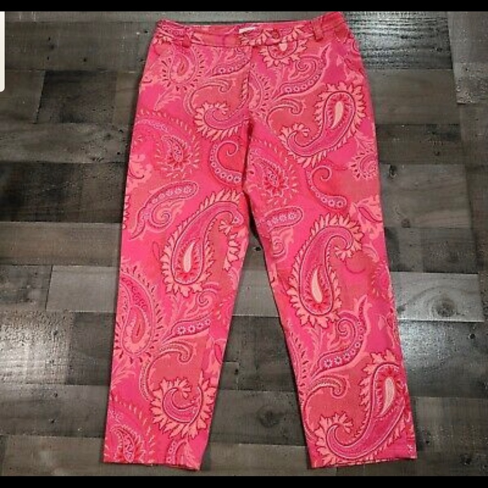 Liz Claiborne 8P Audra Pink Paisley Cropped Pant
